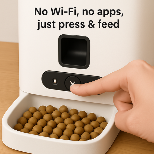 6L Button-Control Pet Feeder – Manual Food Dispenser for Cats & Dogs