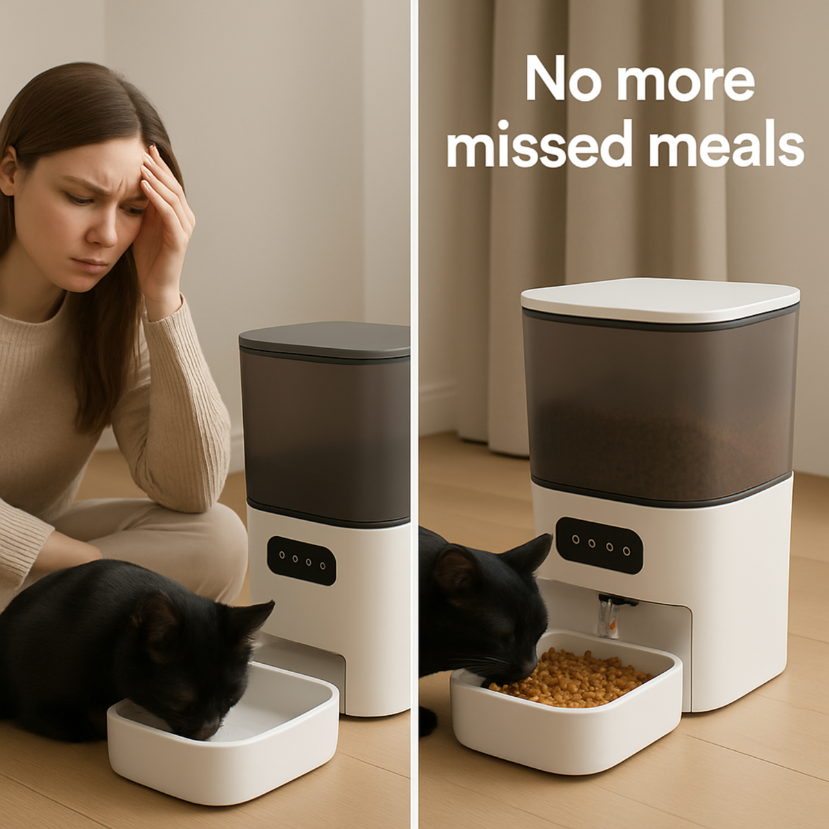 6L Button-Control Pet Feeder – Manual Food Dispenser for Cats & Dogs