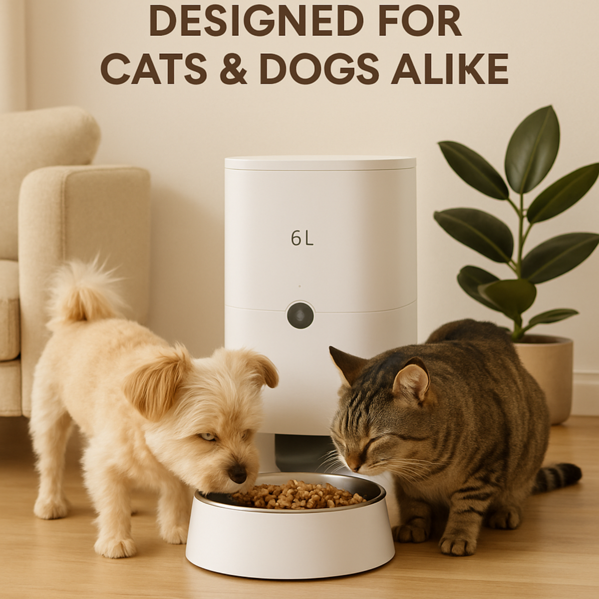 6L Button-Control Pet Feeder – Manual Food Dispenser for Cats & Dogs