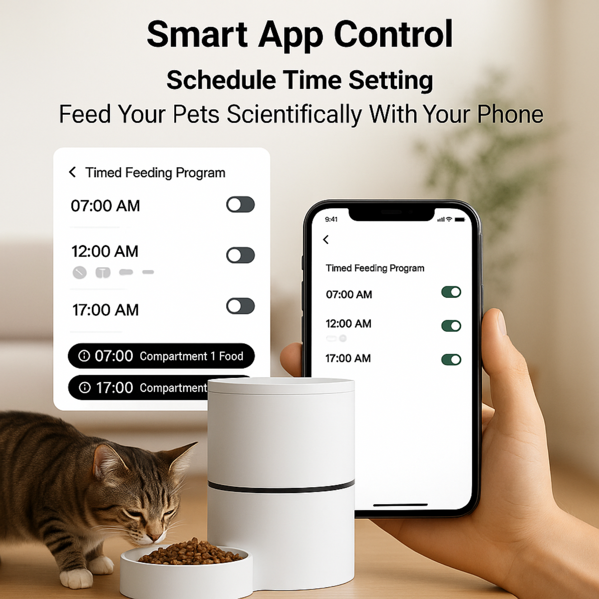 Smart Wi-Fi Automatic Pet Feeder with App Control