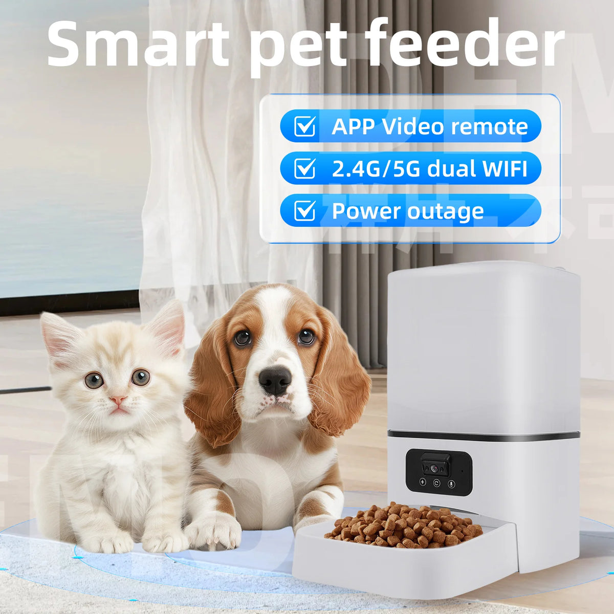 6L Camera Feeder – WiFi Smart Automatic Pet Food Dispenser with App