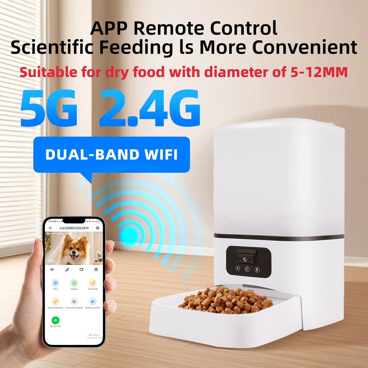 Smart Wi-Fi Automatic Pet Feeder with App Control